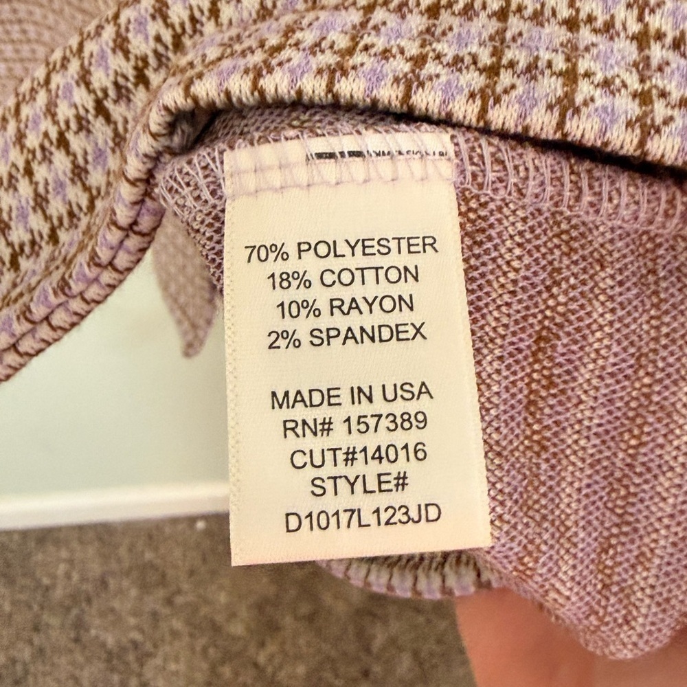 Altar'd State Houndstooth Blazer Cardigan Brown Lilac Large Made in USA - Picture 3 of 6